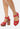 CHOUPETTE Suede Leather Block Heeled Sandal in Red-Red