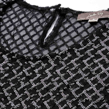 Sheer Sequin Long Sleeve Top in Black