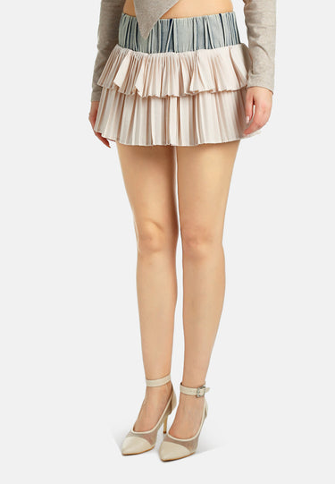 Ruffle Two-Tone Mini Skirt by RAG