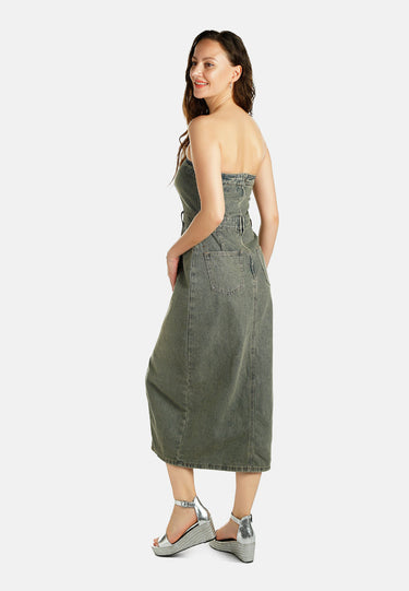 Vintage Wash Strapless Midi Dress by RAG