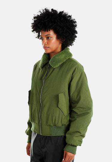 Faux Fur Collared Bomber Jacket