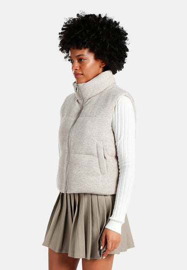 Textured High-Neck Sleeveless Jacket