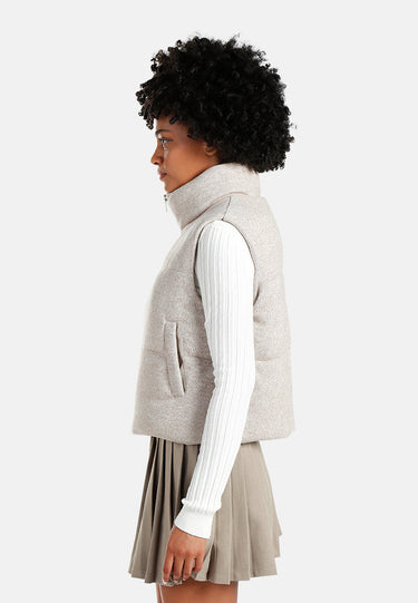 Textured High-Neck Sleeveless Jacket
