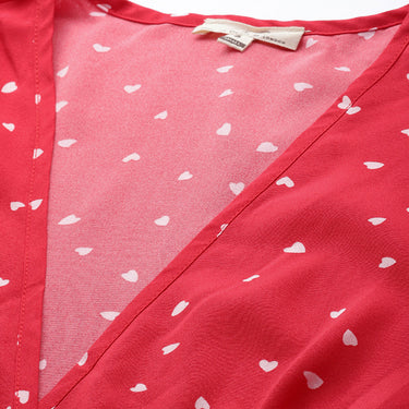 Little Hearts Wrap Around Top in Red