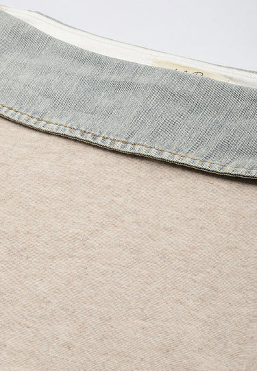 Off-Shoulder Denim Paneling Top by RAG