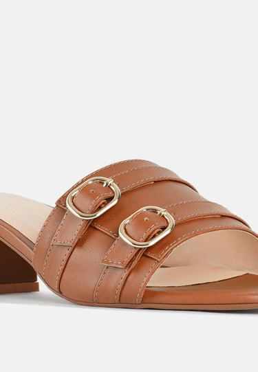 Women Double Buckle Strap Heels