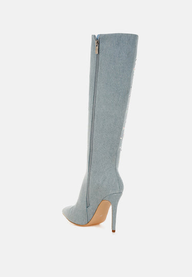Coastra Rhinestone Embellished Stiletto Boots