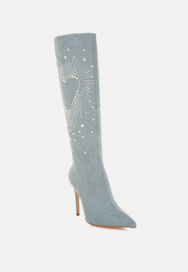 Coastra Rhinestone Embellished Stiletto Boots