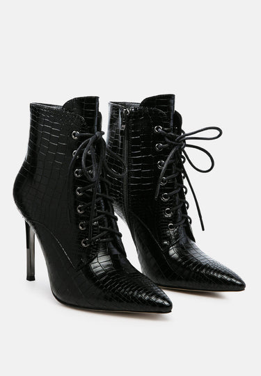 Escala Croc Stiletto Ankle Boots by RAG
