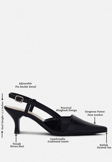 Women Patent Faux Leather Slingback Heels