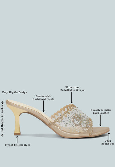 Women Rhinestones & Glitter Embellished Kitten Heels