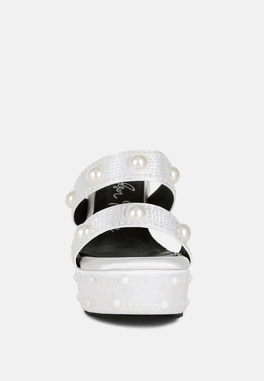 Pearl Embellished Wedge Sandals by RAG