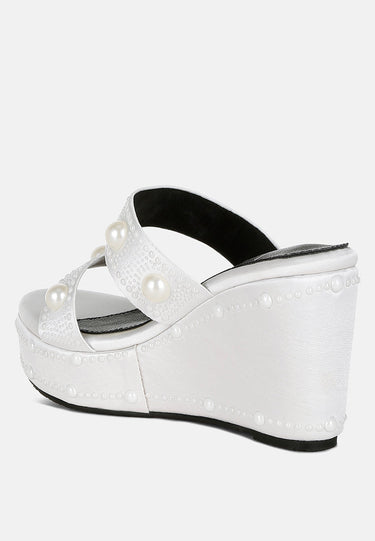 Pearl Embellished Wedge Sandals by RAG
