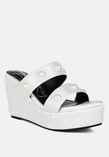 Pearl Embellished Wedge Sandals by RAG