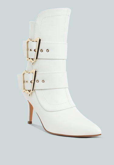 Chunky Buckle Strap Ankle Boots by RAG