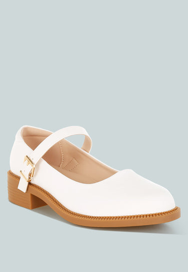Faux Leather Mary Jane Shoes by Mode