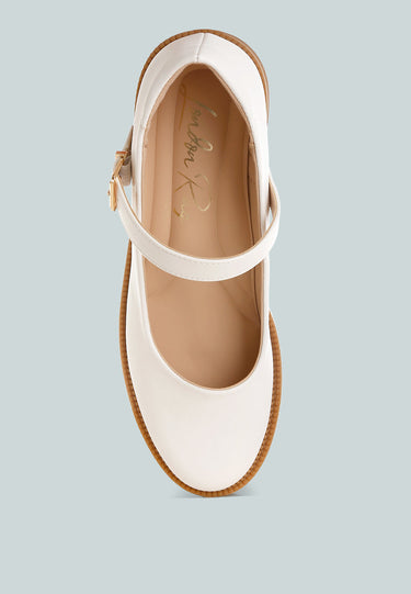 Faux Leather Mary Jane Shoes by Mode
