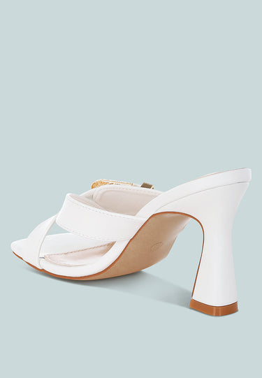 Engraved Metallic Buckle Sandals by Mode
