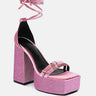 FIRECROWN Pink Rhinestone Platform High Block Sandals#color_pink