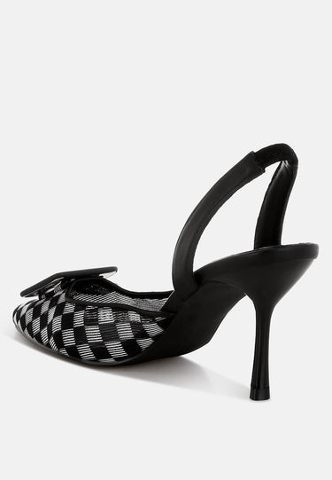 Freya Mesh Checkered Pointy Stiletto Heels
