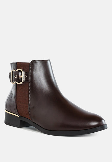 Buckled Faux Leather Ankle Boot by MODE