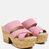 GERD Block Heeled Suede Slip-On Sandal in Pink-Pink