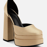 MARTINI Latte Sky High Rampwalk Satin Sandals in Latte#color-latte
