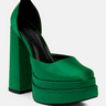 MARTINI Green Sky High Rampwalk Satin Sandals-Green