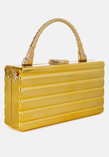 Gold Metallic Mini Box Bag by RAG