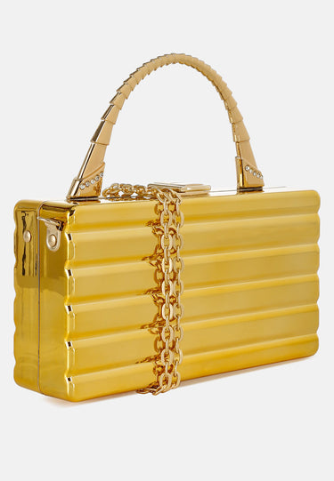 Gold Metallic Mini Box Bag by RAG