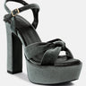 LIDDEL Grey Velvet High Block Heeled Sandals_Grey