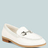 HOLDA Horsebit Embelished Loafers With Stitch Detail in Off White#color_off-White