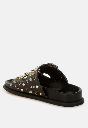 Jayata Metallic Stud Embellished Sliders