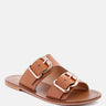 KELLY Tan Flat Sandal with Buckle Straps-Tan
