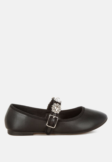 Charms Embellished Flat Mary Janes by Mode