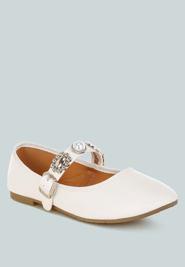 Charms Embellished Flat Mary Janes by Mode