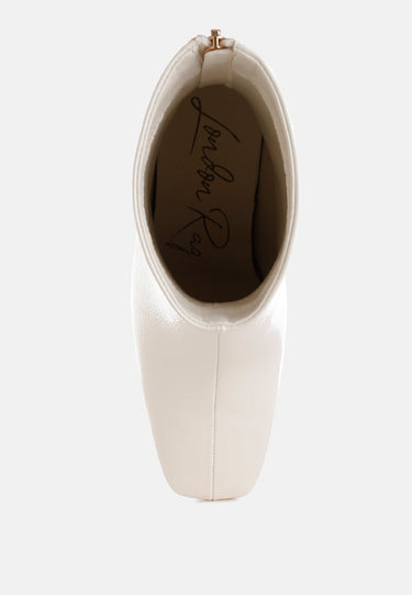 Patent Square Toe Ankle Boots by MODE