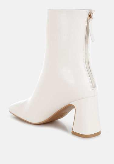 Patent Square Toe Ankle Boots by MODE
