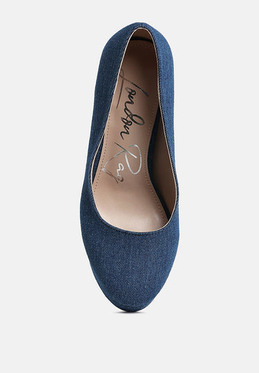 Kostur Denim Block Heel Pumps by Mode