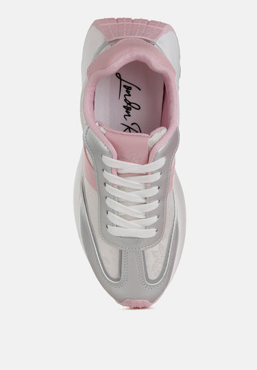Print Embroidery Detail Metallic Sneakers by RAG