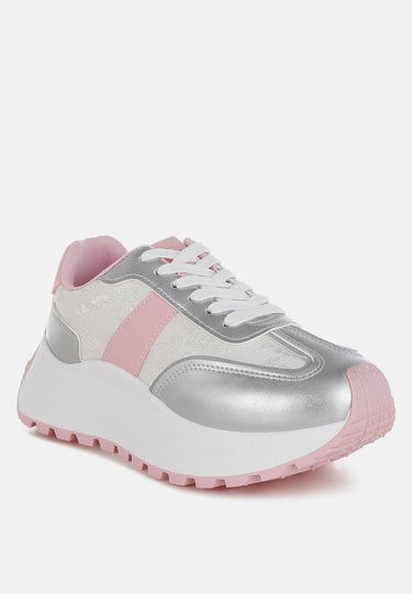 Print Embroidery Detail Metallic Sneakers by RAG