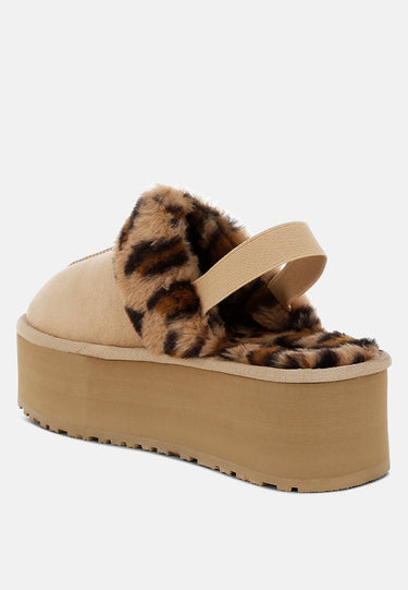 Leopard Faux Fur Platform Classic Slingback by RAG