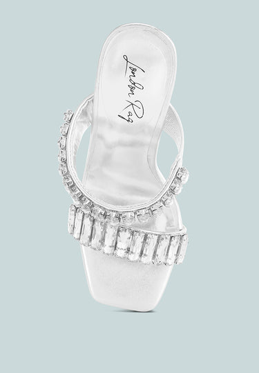 Leonardi Oversized Crystal Baguette Stone Heels