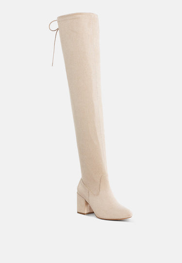 Minimal Drawstring Detail Knee-High Boots by MODE