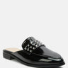 YASHTA Black Patent Studded Flat Mules#color_Black