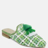 MARIANA Green Woven Flat Mules With Tassels-Green