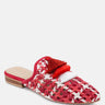 MARIANA Red Woven Flat Mules With Tassels-Red