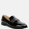 meanbabe semicasual stud detail patent loafers in black#color_black