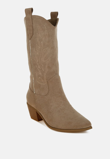 Embroidery Detail Cowboy Boots by MODE