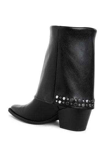 Stud Embellished Foldover Boots by RAG